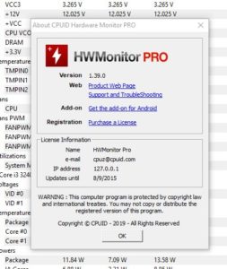 for windows instal HWMonitor Pro 1.52